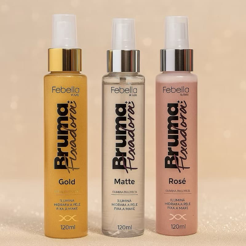 Bruma fixadora maquiagem Lady Beauty - Matte- Glow ouro - Fixador de maquiagem - Finalizador