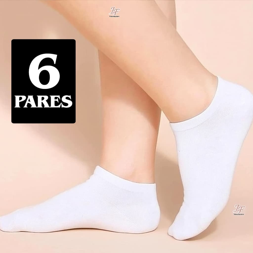 Kit com 06 Pares de Meias Soquete Brancas Unissex Cano Curto | 35-40 / 40-46 | Meia Invisível