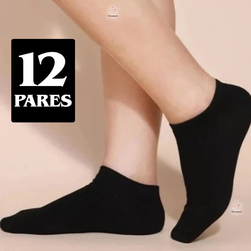 Kit com 12 Pares de Meias Soquete Preta Curta Unissex Confortável | 35-40 / 40-46 | Meia Invisível