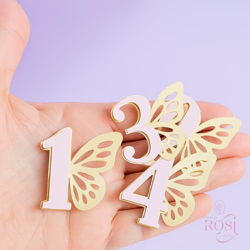 Kit Aplique número Borboleta em Papel Dourado e Perolizado/ Jardim das Borboletas / Jardim Encantado