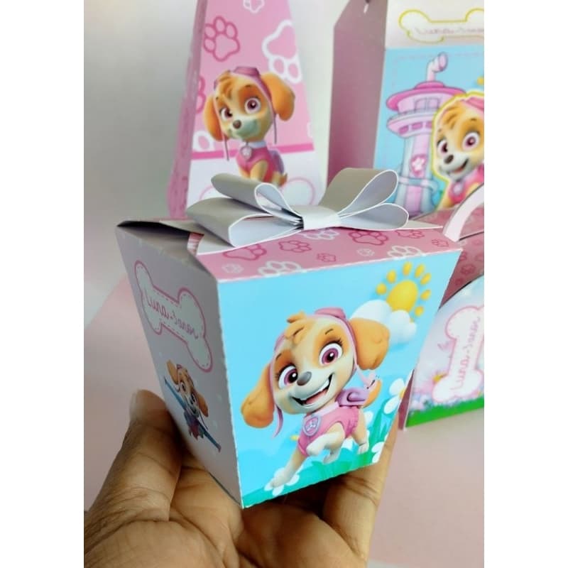 PEGUE E MONTE - Kit Festa Personalizados - SKYE Patrulha Canina Rosa Menina Lembrancinhas Caixinhas para festa
