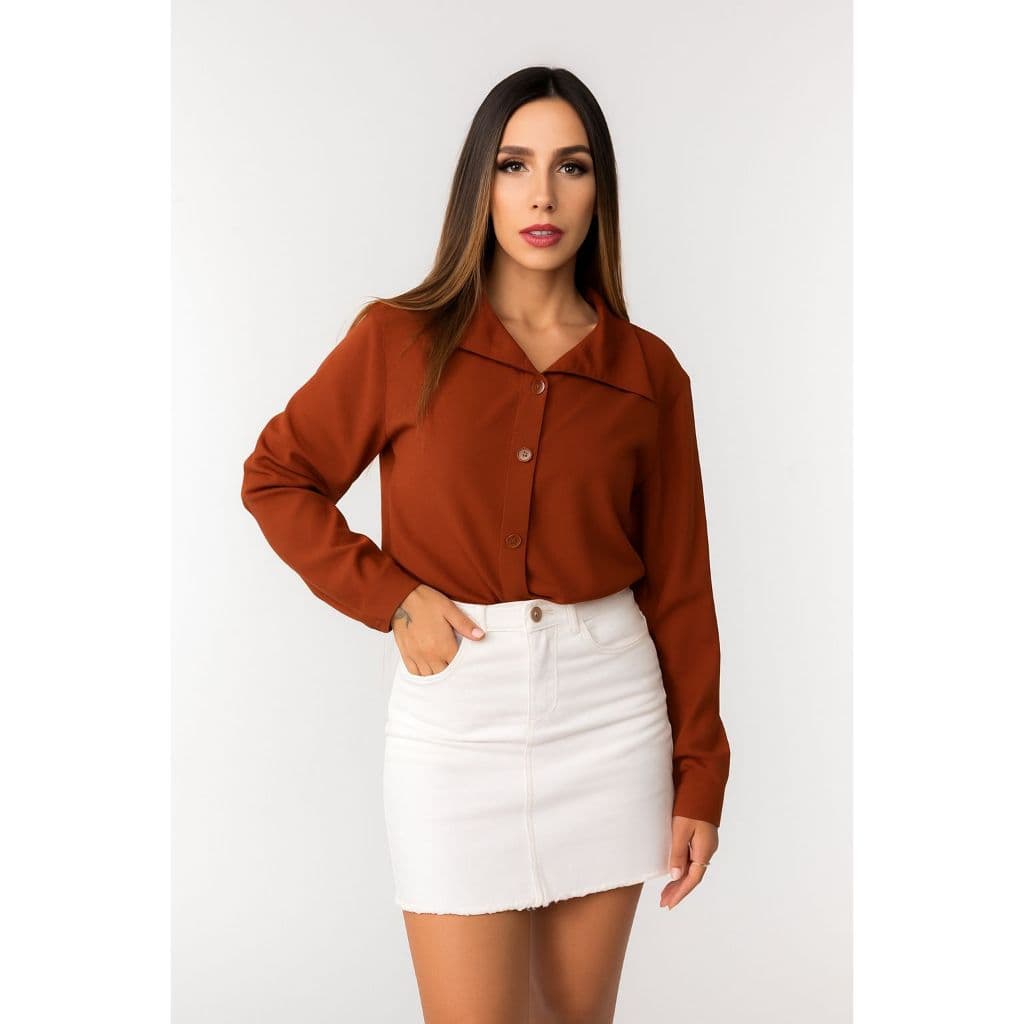 Camisa Feminina de Manga Longa – Tecido Leve, Confortável e Fashion