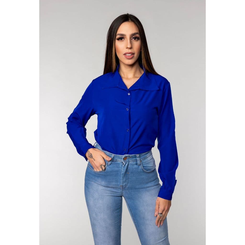 Camisa longa Lisa Feminina Elegante – Ideal para Trabalho, Encontros e Passeios