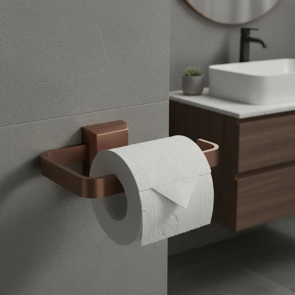 Papeleira Para Banheiro Luxo  Alumínio Lavabo Marrom Corten