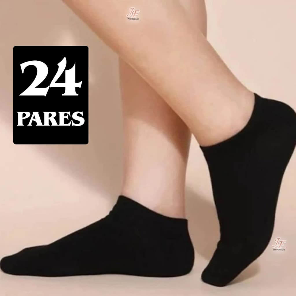 Kit 24 Pares de Meias Soquete Preta Invisível Cano Curto | 35-40 / 40-46 | Unissex | Alta Qualidade