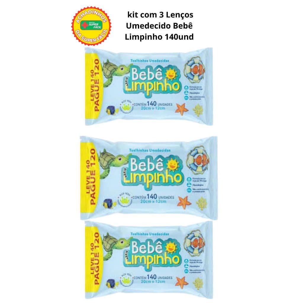 kit3 /toalha umedecida/ bebê limpinho 140uni