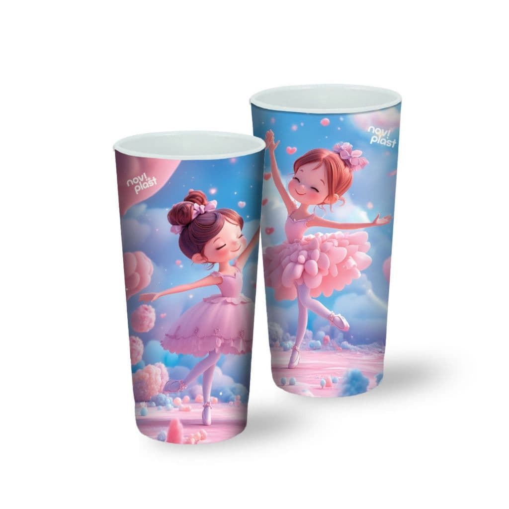 Kit 12 Copos Estampado Bailarina Aniversário Menina Infantil Lembrancinha Decorado Personalizada