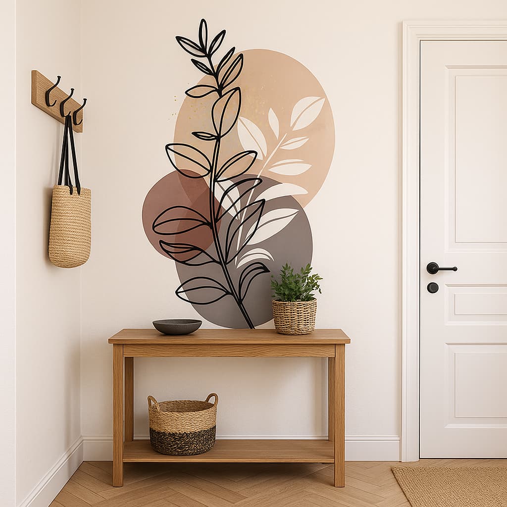 Adesivo de Parede Decorativo Folhagem Abstrata Boho 1 Metro