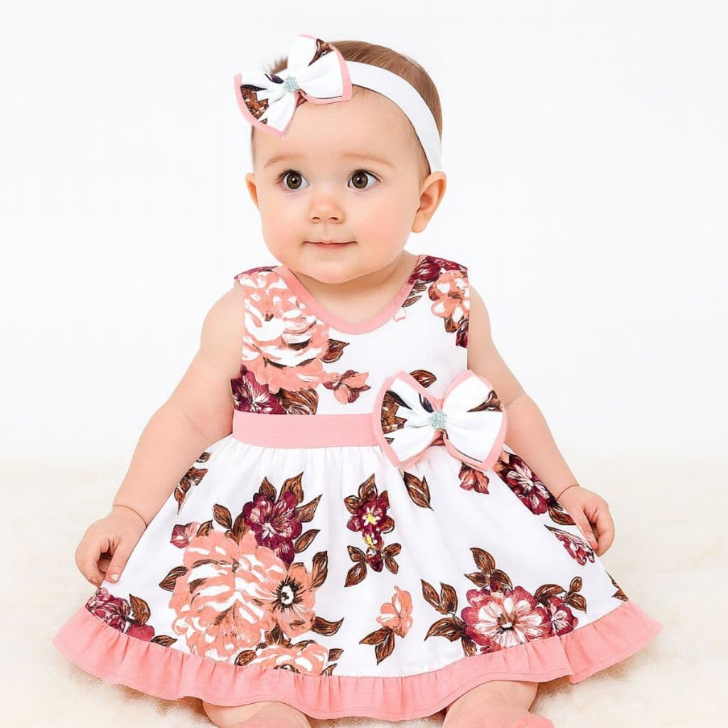 Vestido Bebe Menina Ariele Manga Curta 100% Poliéster