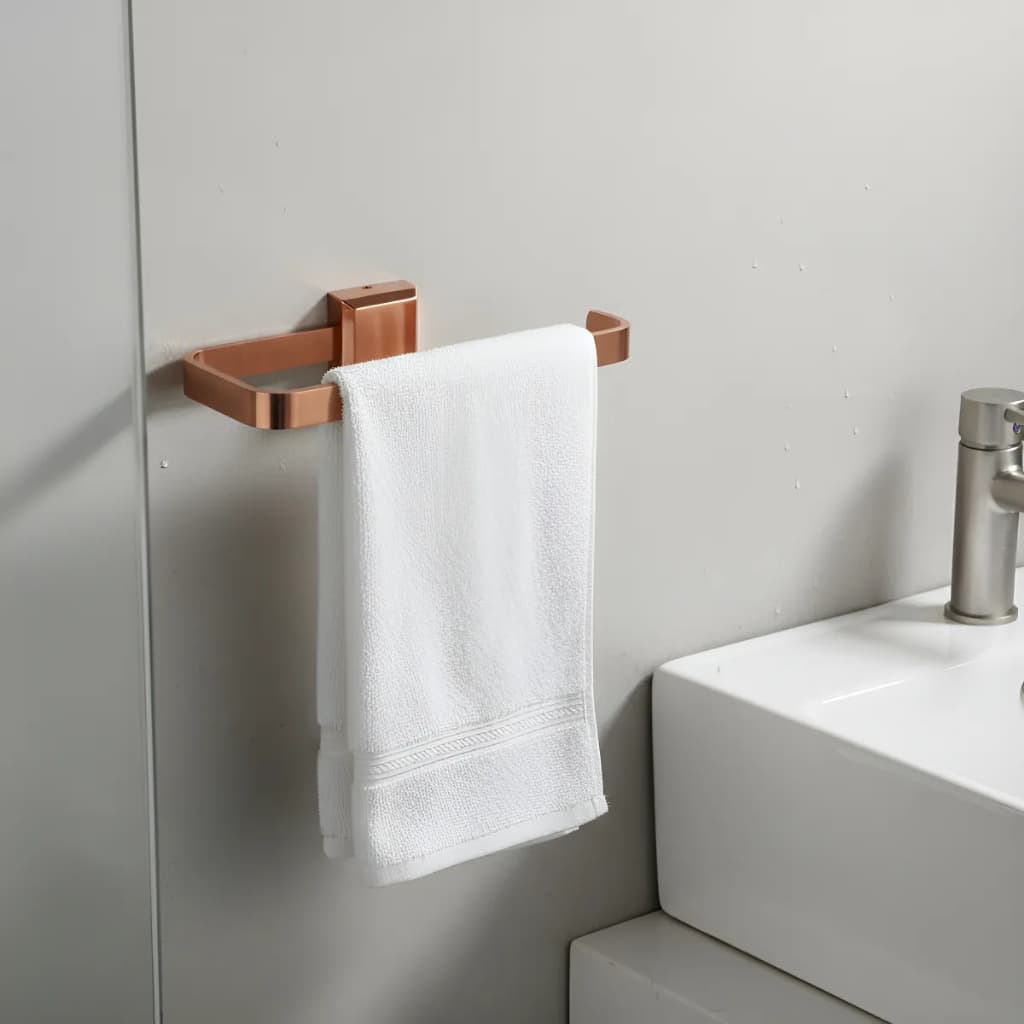Porta Toalha De Rosto Para Banheiro Luxo  Alumínio Lavabo Rose Gold