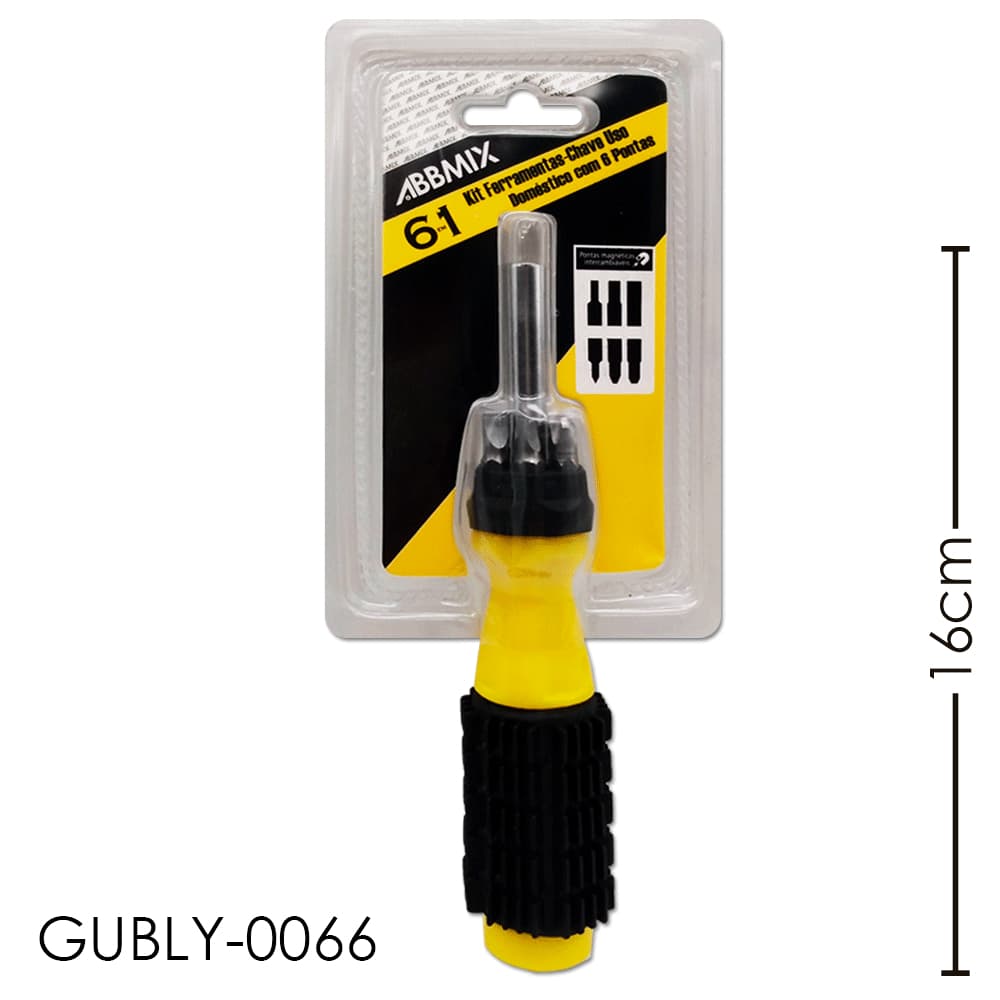 Chave 6 Em 1 Pontas Bits Intercambiáveis Torx Phillips Fenda GUBLY-0066 - ABBMIX