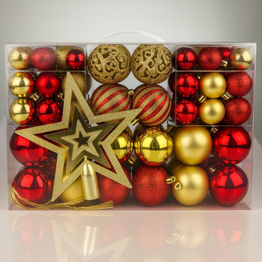Kit C/100 Bolas De Enfeites Natal Lisas Foscas Glitter Cores