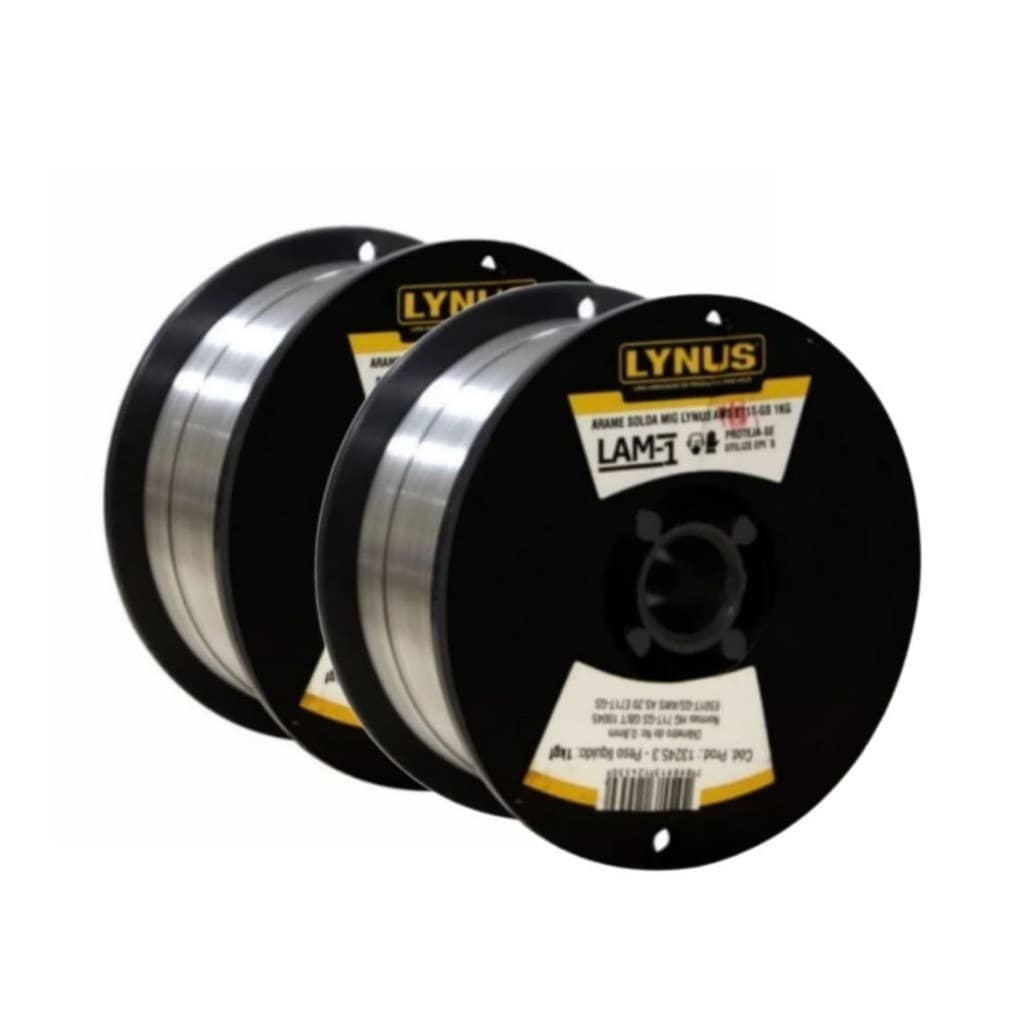 Kit 2 Arame De Solda Mig 0,8 Mm Sem Gás Lynus Rolo P/ Máquina de Solda Alta Qualidade - Lynus