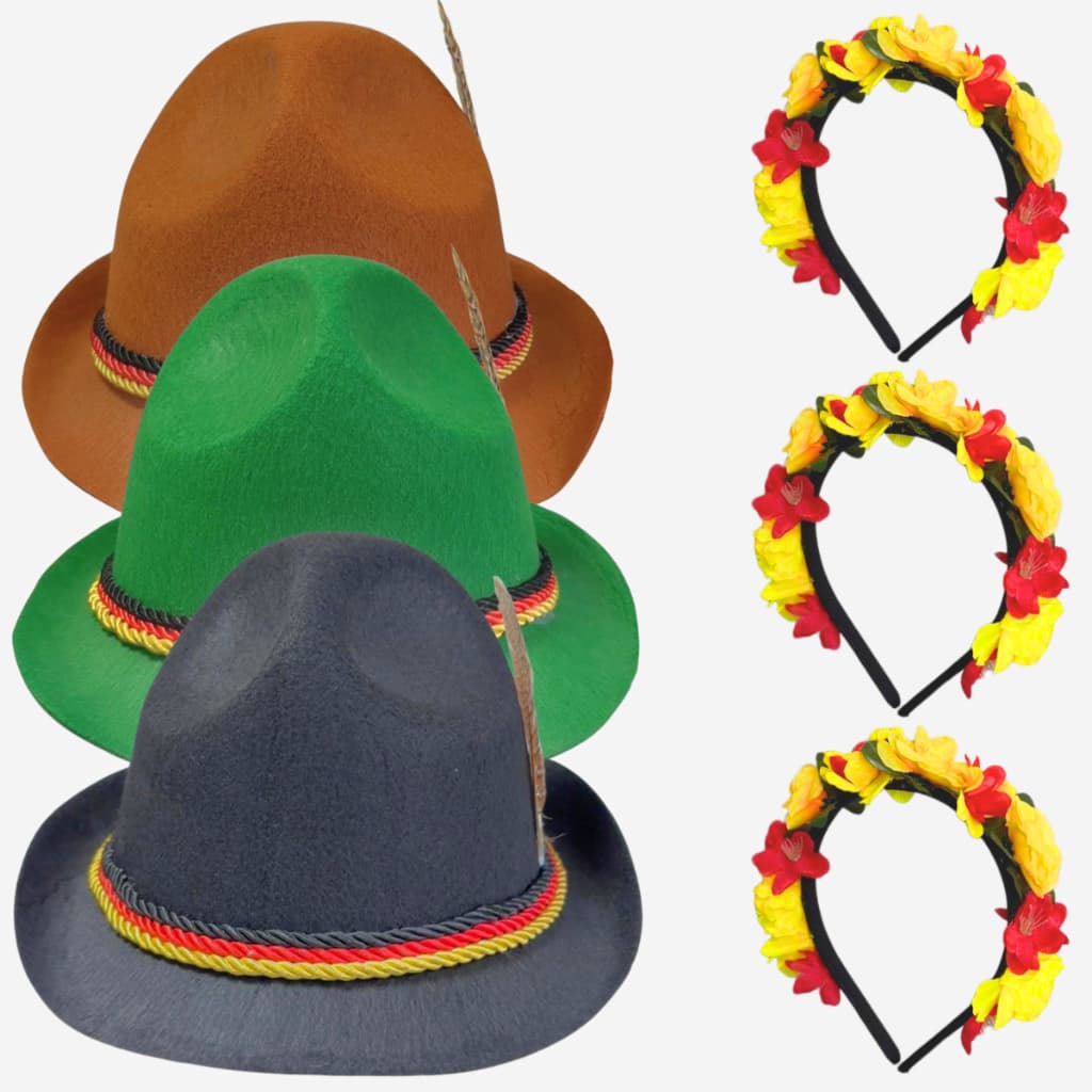 Chapéu Alemão C/ Pluma e Tiara Oktoberfest Tradicional Festa fantasia