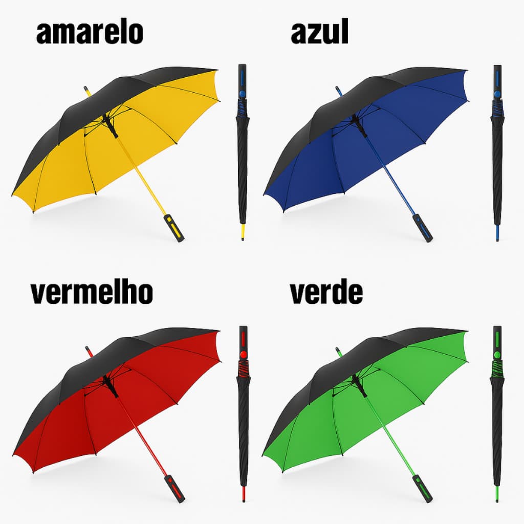 Guarda-Chuva Grande Automático Fibra de Vidro Reforçado com Proteção Solar UV