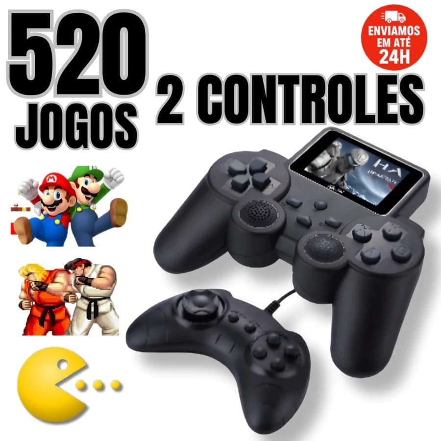 Mini Game Retrô Portátil Kapbom 520 Jogos Clássicos + Tela 2.4" | Diversão Nostálgica na Palma da Mã