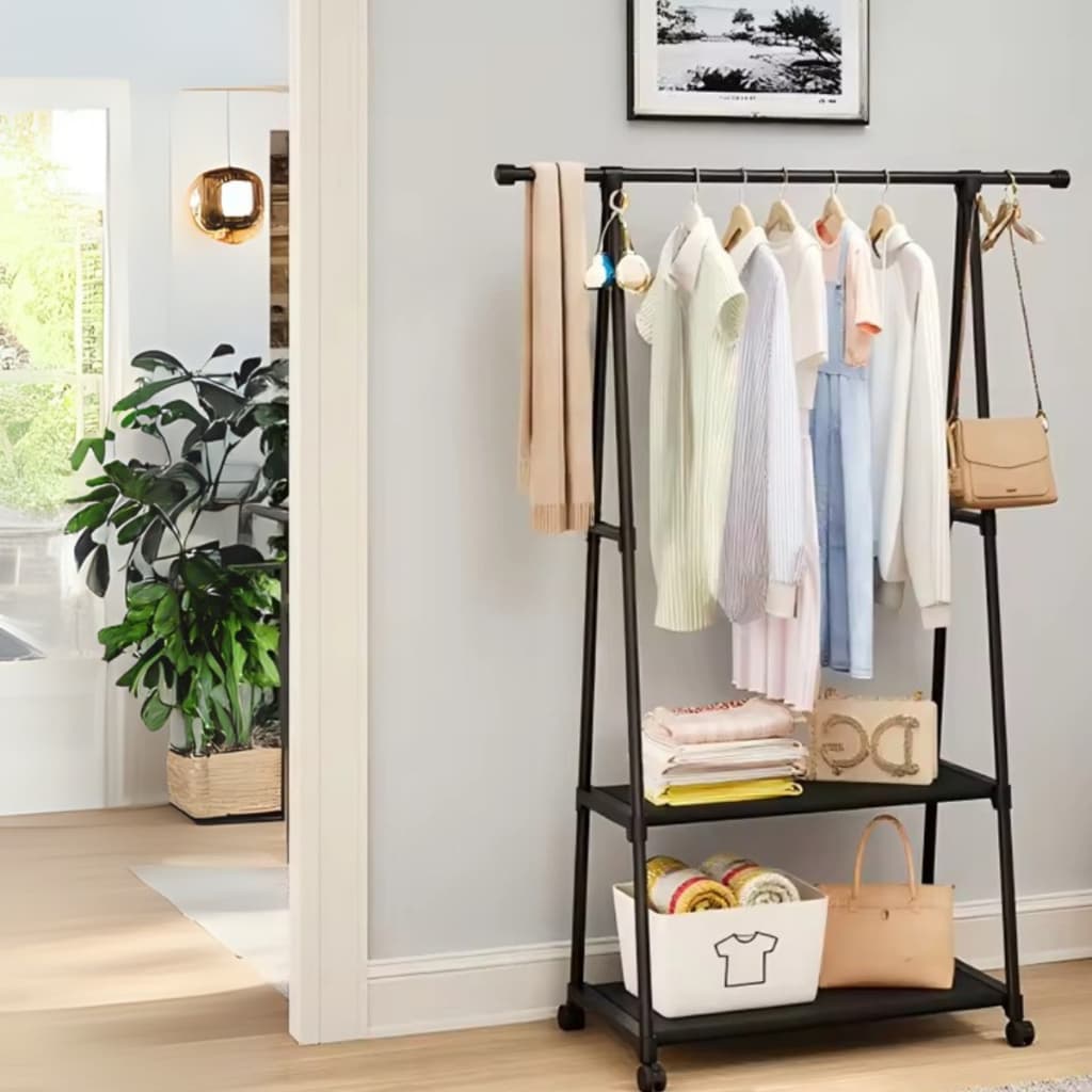 Arara Suporte Organizador Vertical Multiuso Com Pratileira e Rodinhas