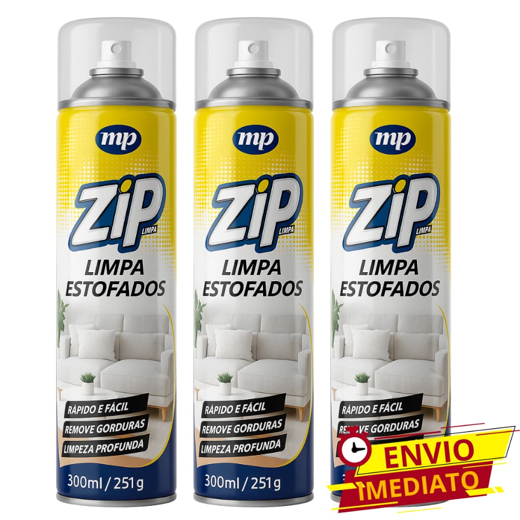 Limpa Estofados Spray Espuma Removedora de Manchas e Odores 300ml Zip Clean - Uso Geral