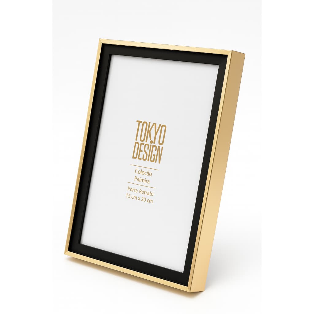Porta Retrato Mdf 15x20 Dourado e Preto Palmira