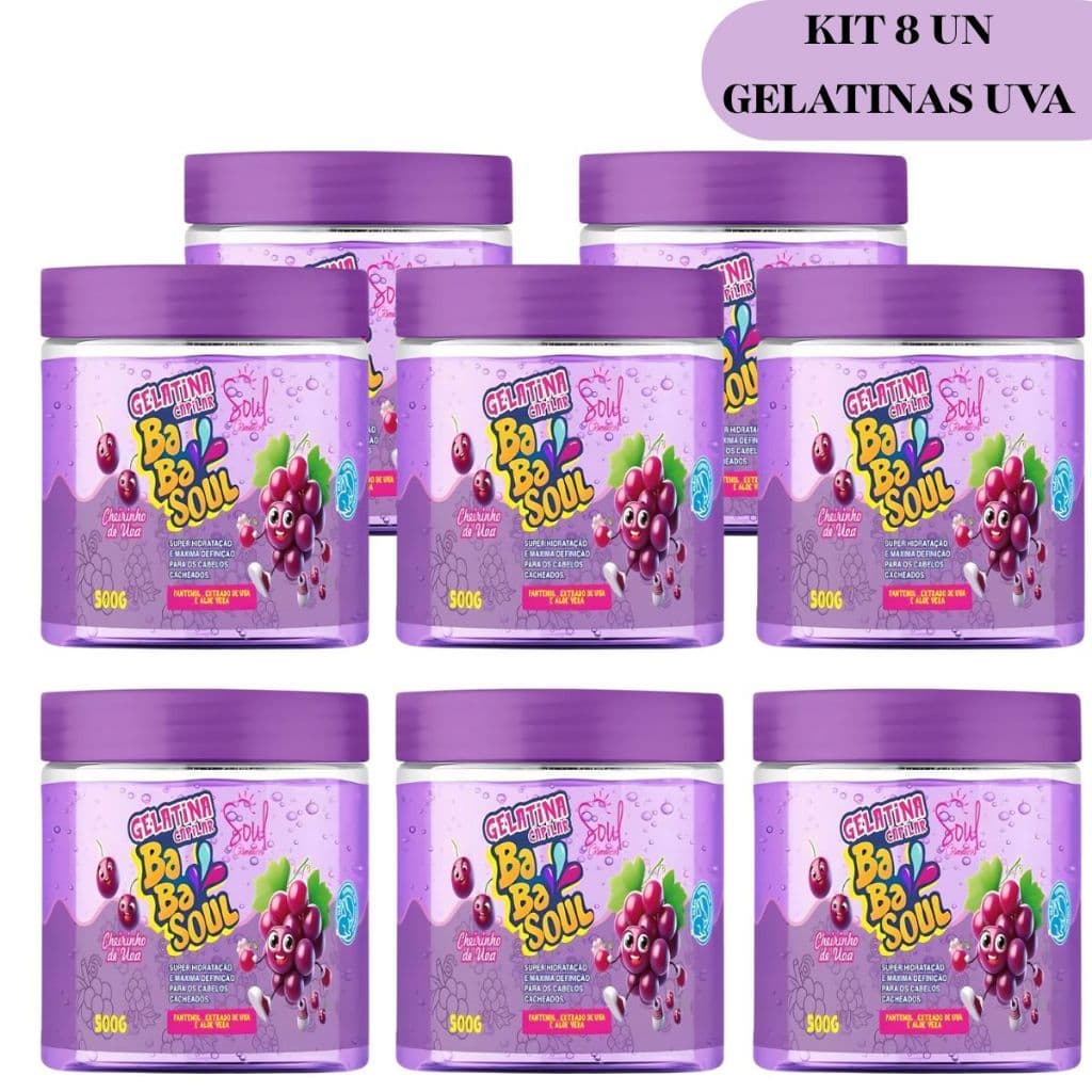 Kit 8 Unidades Gelatina Capilar Soul 500g Revenda Modelador de Cachos Finalizador de Cabelo