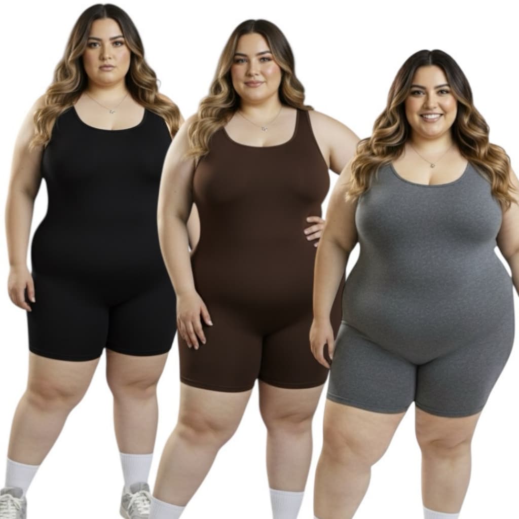 Kit Macaquinhos Plus Size Feminino Suplex Academia Atividade Física Confortável Casual Versatil