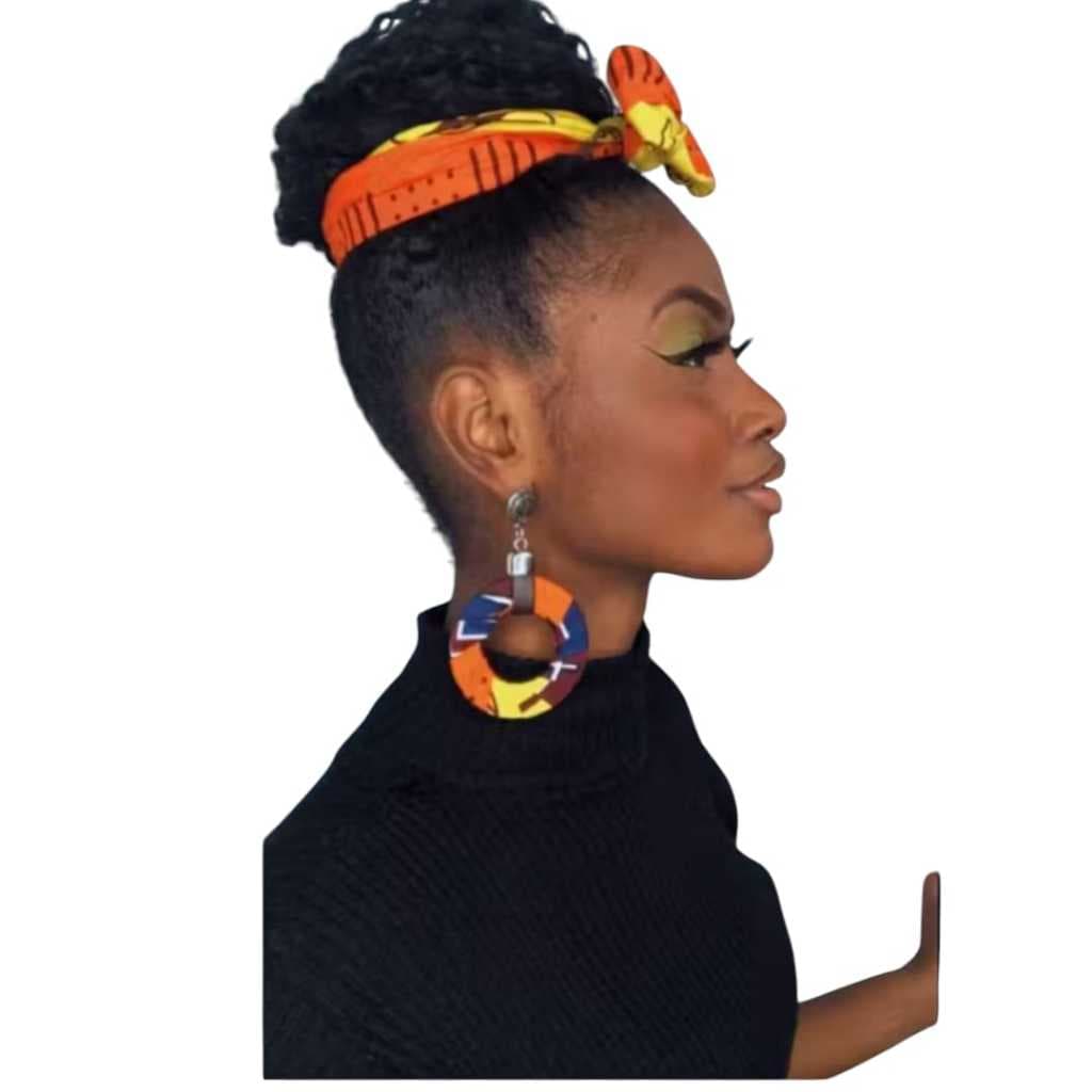 TURBANTE FAIXA AFRO, COM BRINCO