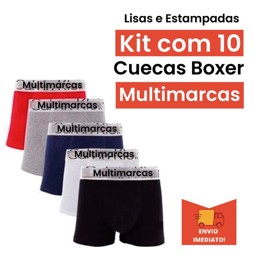 KIT 3/5/10 Cuecas Boxer Adulto Lisas/Estampadas de Microfibra