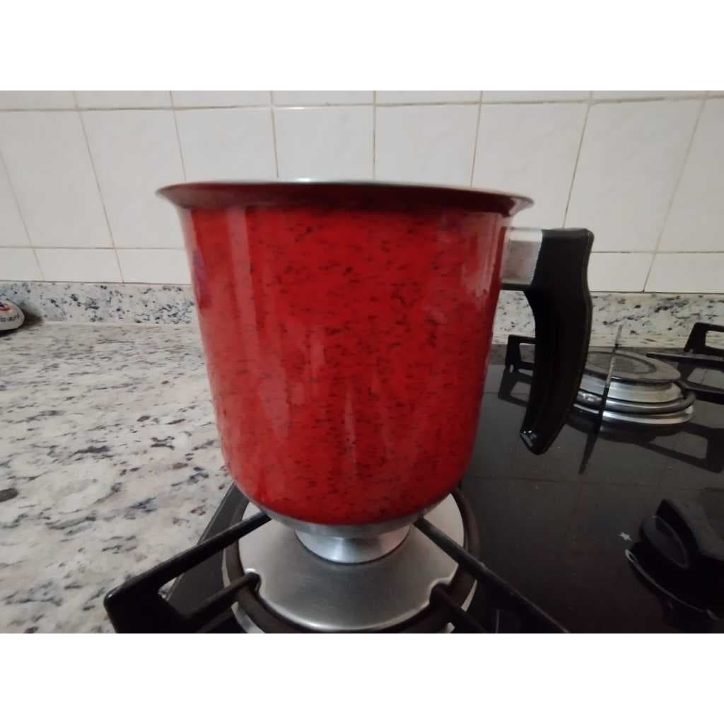 Canecão leiteira numero 12 em aluminio craqueado vermelho e cabo de baquelite - EXTRA CORDÃO Ferreira Utilidades