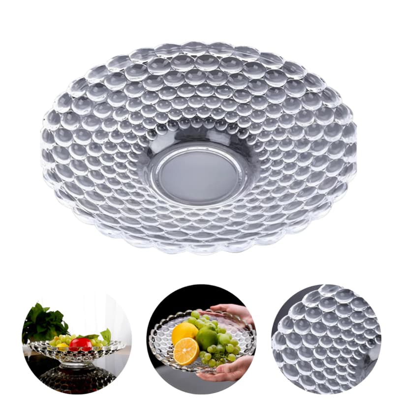 Bandeja Fruteira de Vidro Centro De Mesa Saladeira Organizador de Frutas de Cozinha Transparente