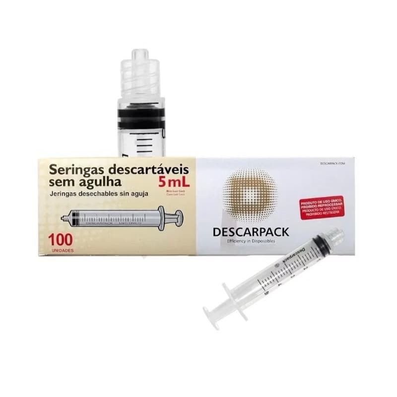Seringa Hipodérmica luer lock 5 ml Sem agulha Descarpack