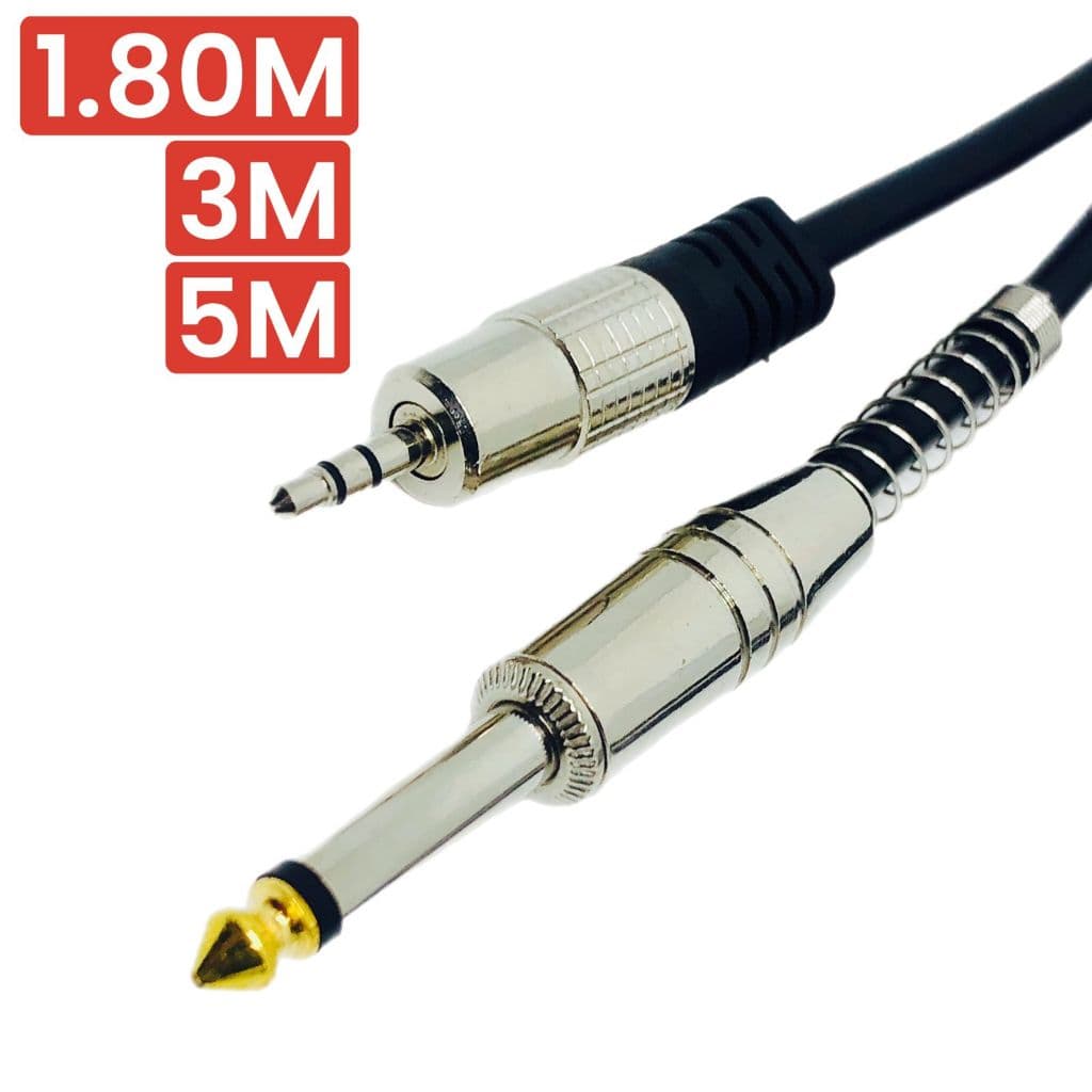 Cabo Audio Auxiliar P2 Estereo X P10 Mono Blindado Profissional 1.80M 3M 5M