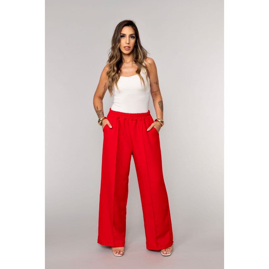 Calça Pantalona Feminina Cintura Alta Soltinha Confortável