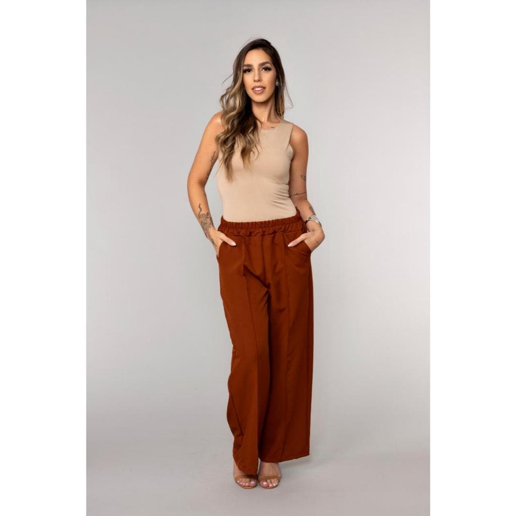 Pantalona Feminina com Bolsos Laterais – Tecido Leve e Caimento Solto