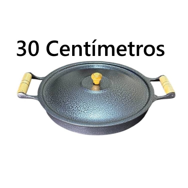 Frigideira Paeella Grande Alumínio Batido Fundido N°30 preta ou polida Com Tampa de vidro ou alumínio 2,5 casa,utenslios
