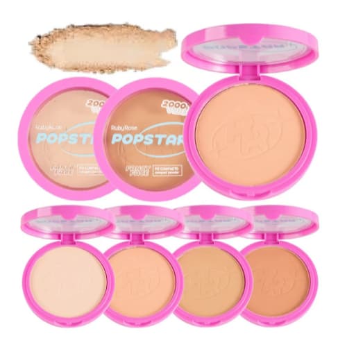Pó Compacto Facial Ruby Rose Popstar 2000s Vibe Anos 2000  Maquiagem Pó Matte Pele Perfeita