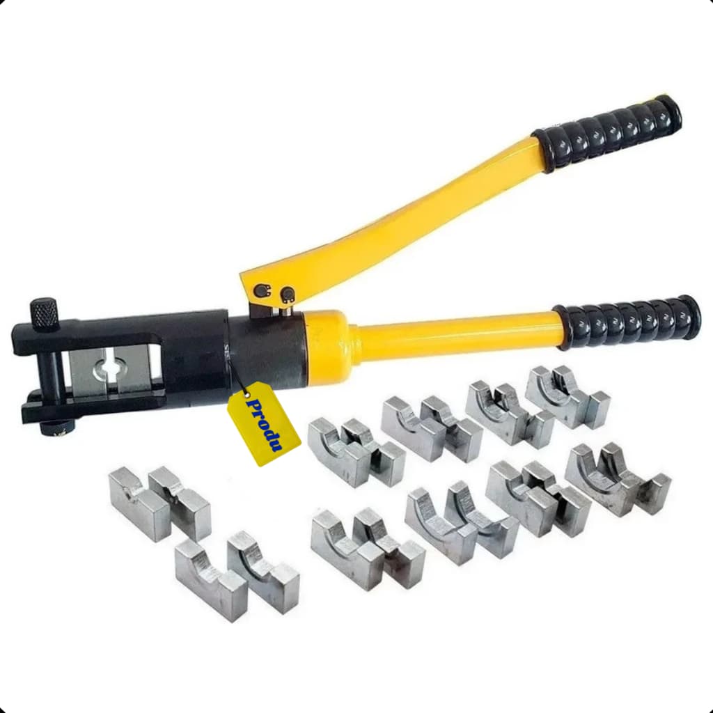 Alicate Prensa Crimpador Hidráulico 12T 10-300mm² Kit com 11 Matrizes Hexagonais Maleta