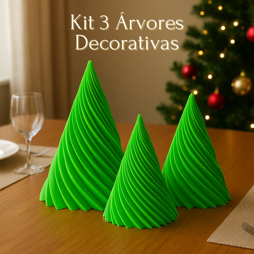 Kit 3 Árvores de Natal para Mesa - Decoração Enfeite Natalinas