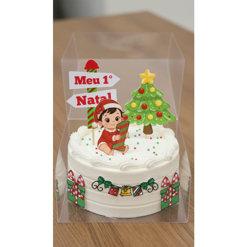 Topo de Bolo Natal – Meu Primeiro Natal - Topo Mesversario