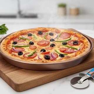 Forma de pizza Redonda alumínio 25 cm 0,7 litros + cortador de pizza de brinde