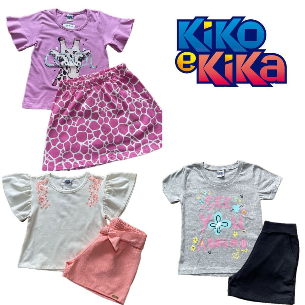 Conjunto Infantil Menina Kiko e Kika Tamanho 8 e 10