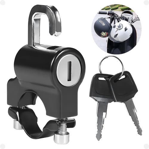 Cadeado Trava Capacete Bolsa Moto Universal Guidão com 2 Chaves Segurança Portátil Antifurto