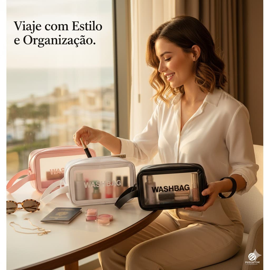 Bolsa Necessaire com Zíper e Alça – Ideal para Maquiagem, Viagens e Organização | Sortida