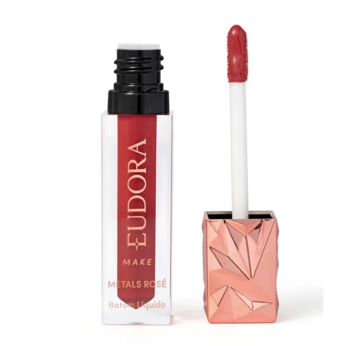 Batom Líquido Cremoso Metals Rosé Terracota Exclusivo Eudora Make 2,5m