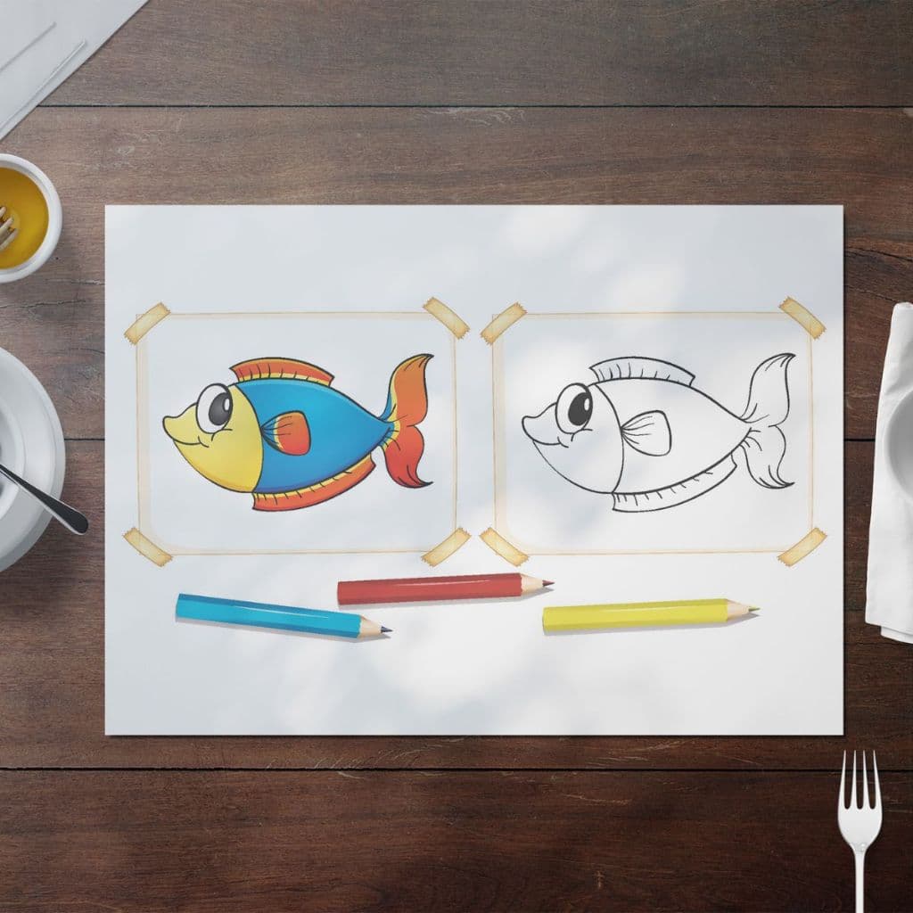Jogo Americano de Papel Colorir Didático Desenho Alimentação