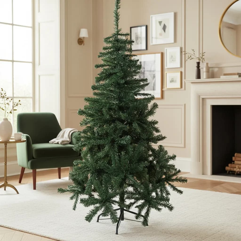 Árvore de Natal 1,50m Verde com 380 Galhos Realistas, Montagem Fácil e Base em Ferro Resistente
