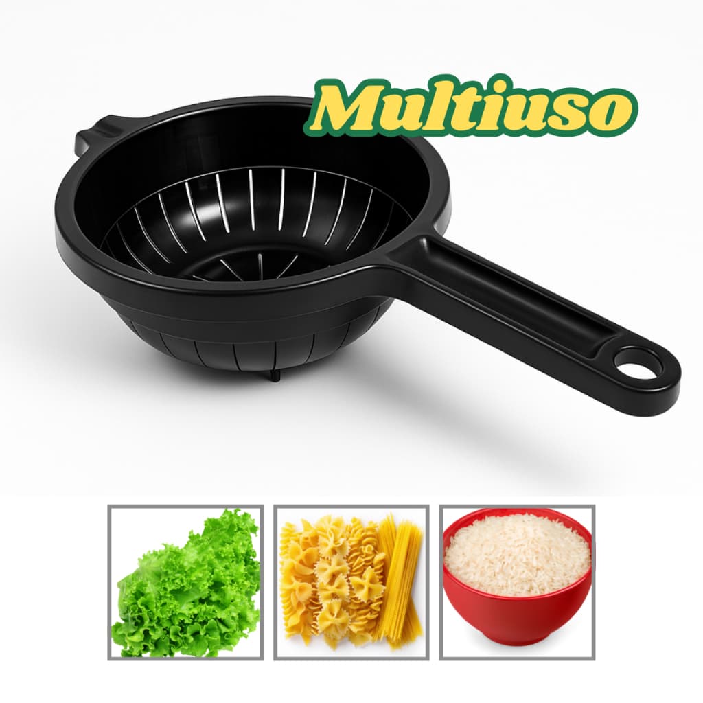 Escorredor Multiuso Com Cabo Plástico Para Verduras Arroz Massa Macarrão