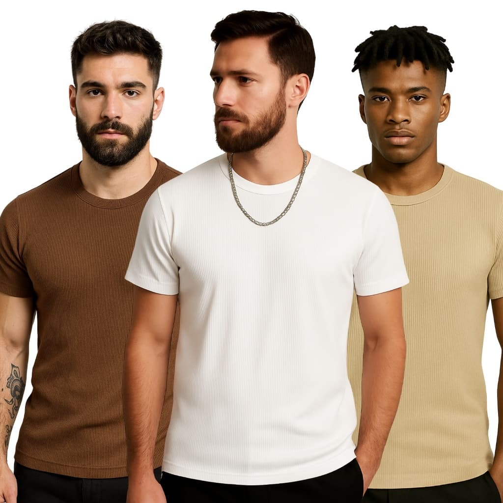 kit Camiseta Canelada Masculina Premium Estilo Academia e Casual Streetwear Verão Treino