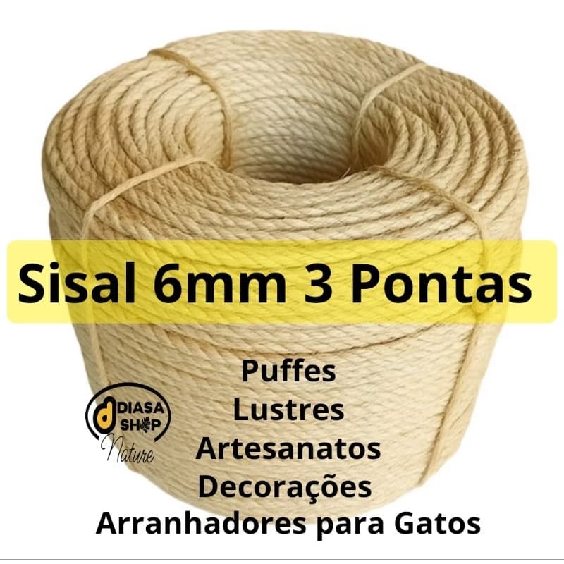 Cordão de Sisal Natural 6mm 3 Pontas Premium – Artesanato, Arranhadores, Decoração e Muito Mais