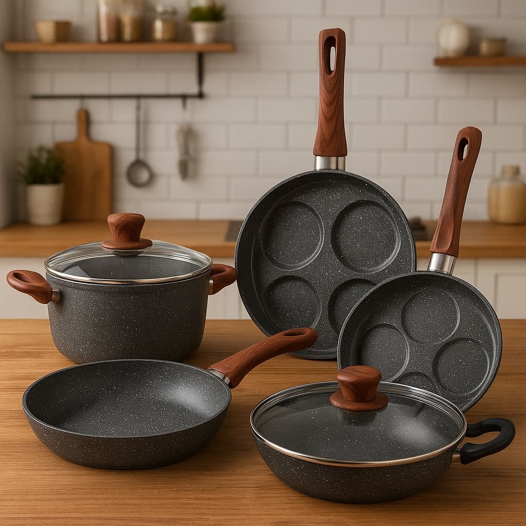 Frigideira Antiaderente Cerâmica Indução Tapioqueira Panquequeira Divisória Ovos Cozinha Profissional Jogo Completo