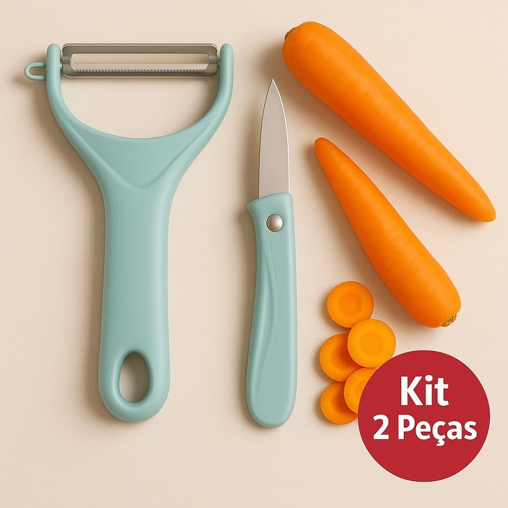 Kit Descascador e Faca Para Legumes Frutas Cozinha